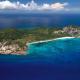 Aerial view of North Island, Seychelles island